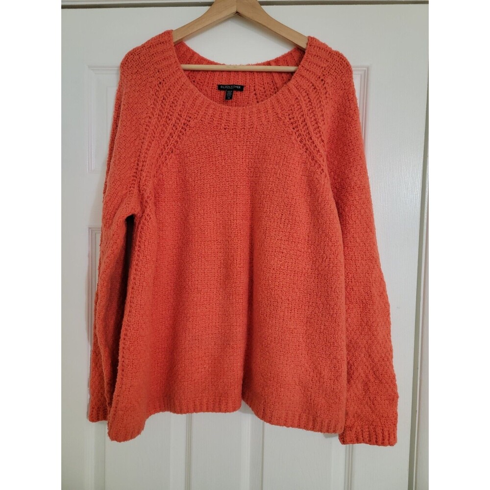 Eileen Fisher Woman Lory Organic‎ Cotton Blend Sweater Orange Textured Sz 1X